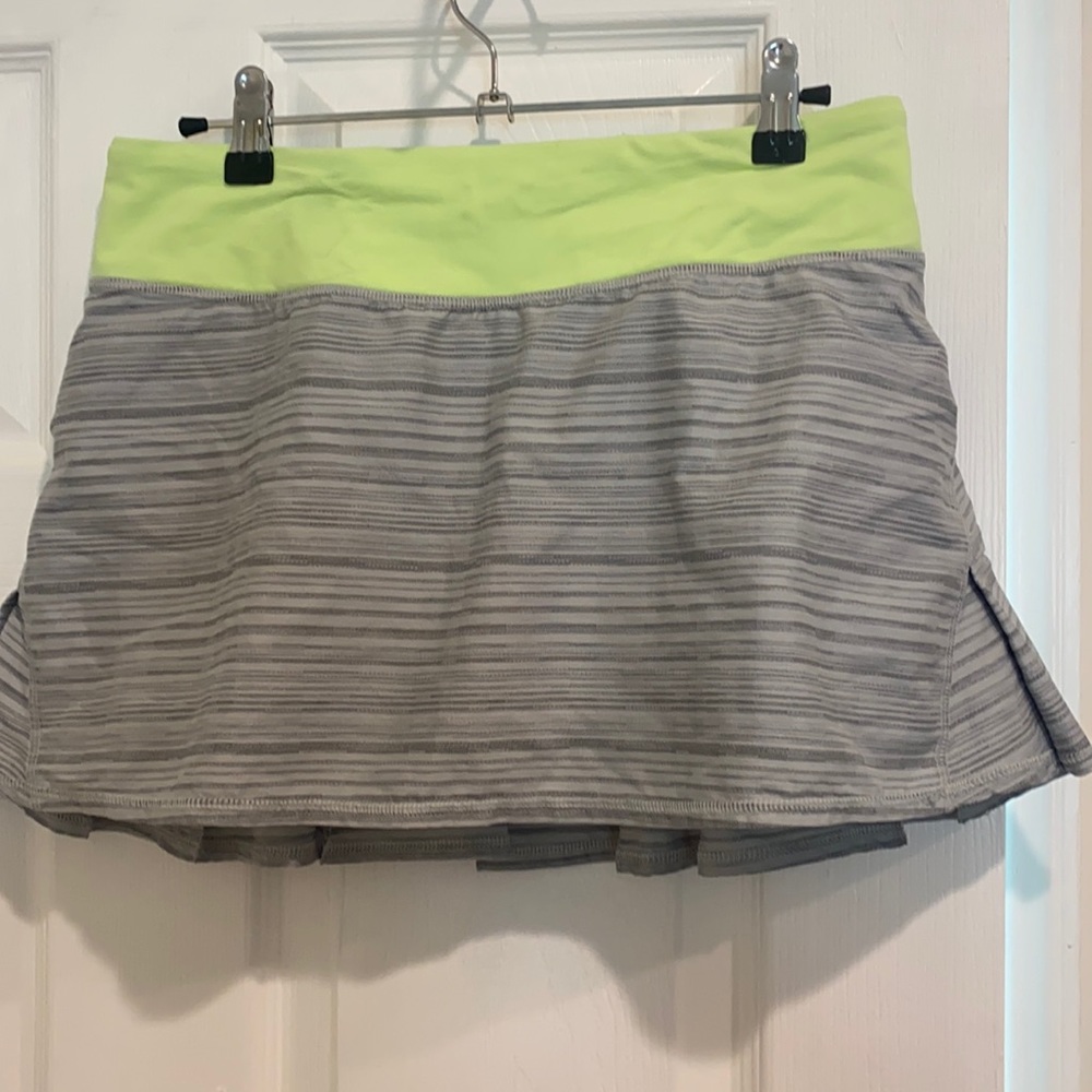 Gray and green tennis skirt